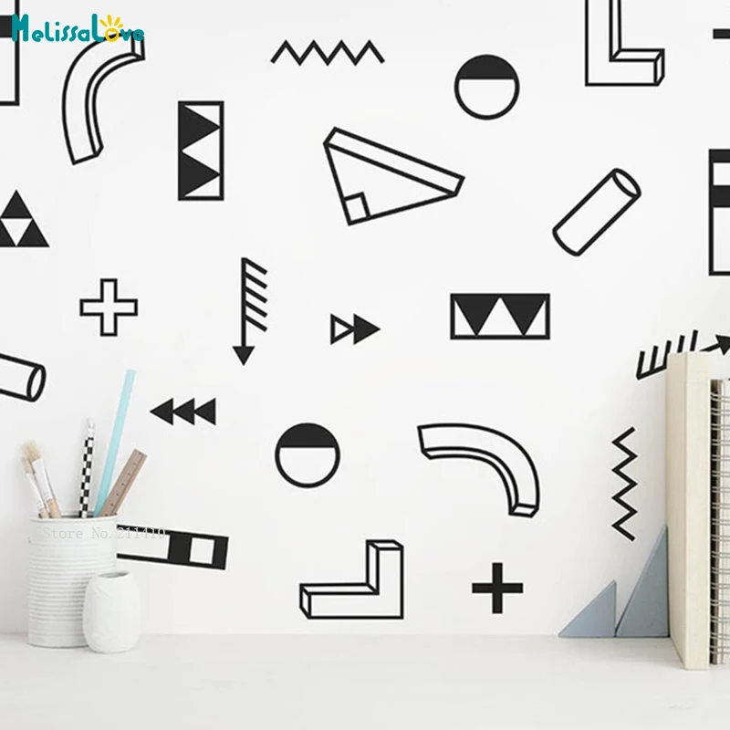 Modern Abstract Wall Sticker Kids Boys Room Geometric Decals Cultivation Of Imagination Vinyl DIY Decals Self-adhesive YT5089