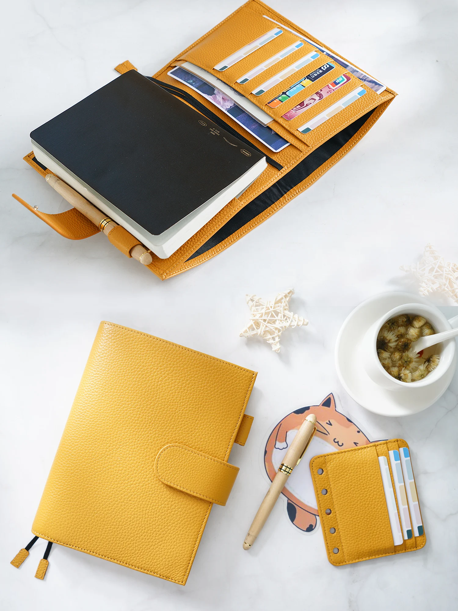 Oryginalna okładka Moterm Series A5 Plus do notatnika Hobonichi Cousin A5, z prawdziwej skóry o fakturze ziarnistej, organizer, planer, agenda. — zdjęcie produktu 7