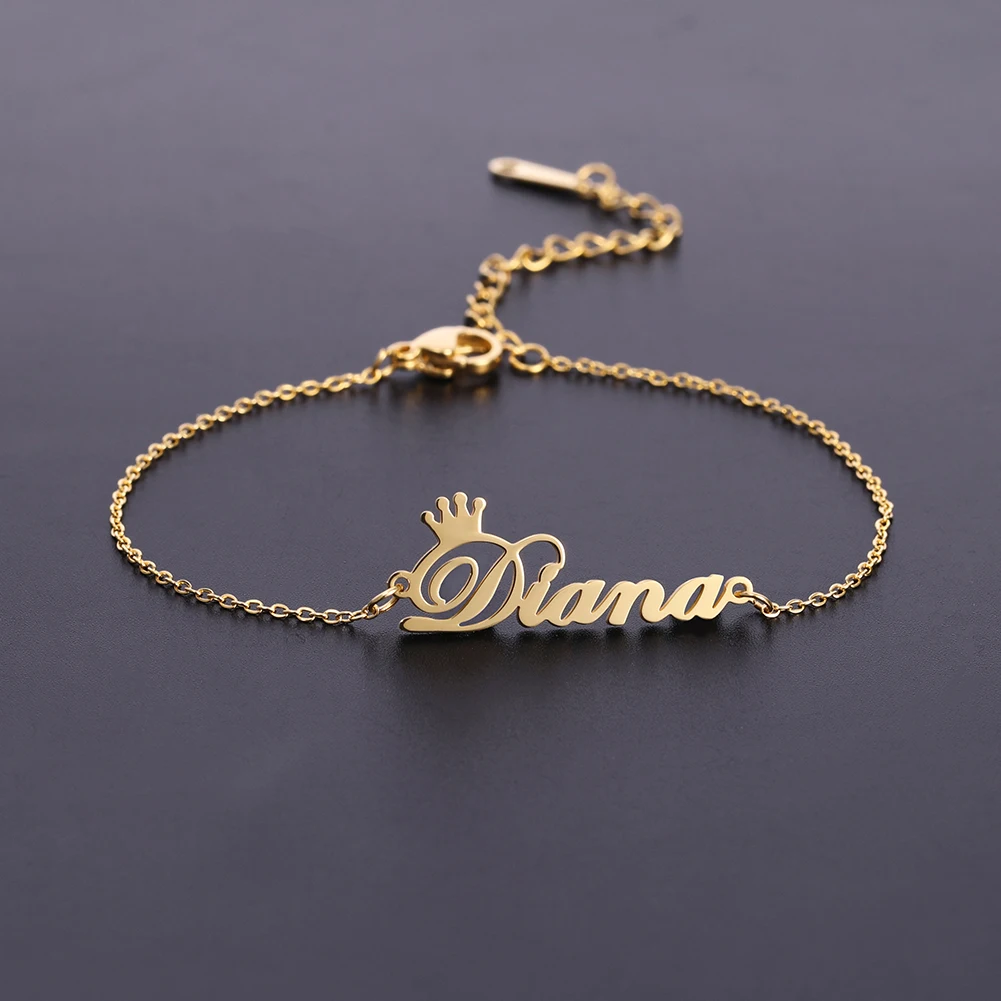 Sipuris Personalisierte Namensarmbänder mit Krone für Frauen, Edelstahl, Individuell Angepasst, Einzigartige Armband-Schmuckgeschenke – Detail 9