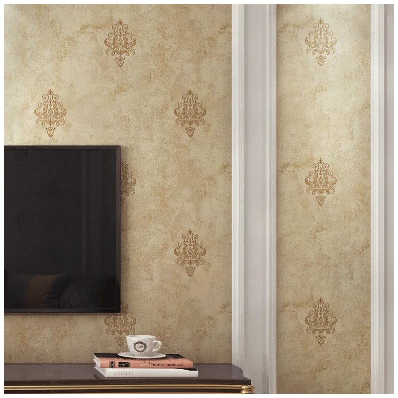 

European-Style Living Room High-End Luxury TV Background Wall Atmosphere Light Luxury Simple European Room Wall Covering Fabric