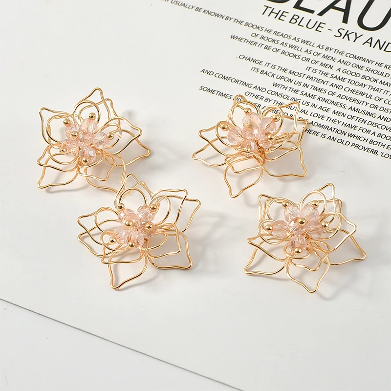 Min order 20pcs/lot beads core cartoon flowers shape Winding copper florals diy jewelry earring/garment accessory