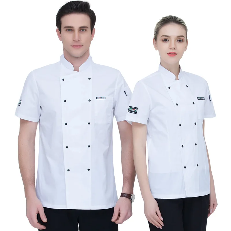 Quality Chef Jacket Short Sleeve Summer Back Breathable Net Chef Work Clothes Long-sleeved Kitchen Food Service Work Wear