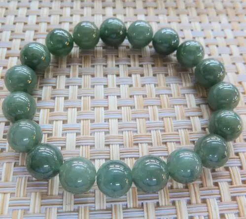 

High Quality New Grade A Jadeite Jade Bead 9-10mm Green Beads Link Man &Woman's Lucky Bracelet