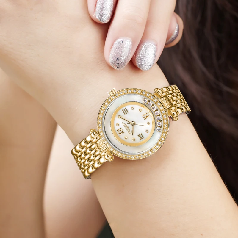 New Shell Dial Billing Billing Timepiece Luxury 18K Gold Diamonds Watches Jewelry Bracelet Wristwatch Ladies Watch For Women