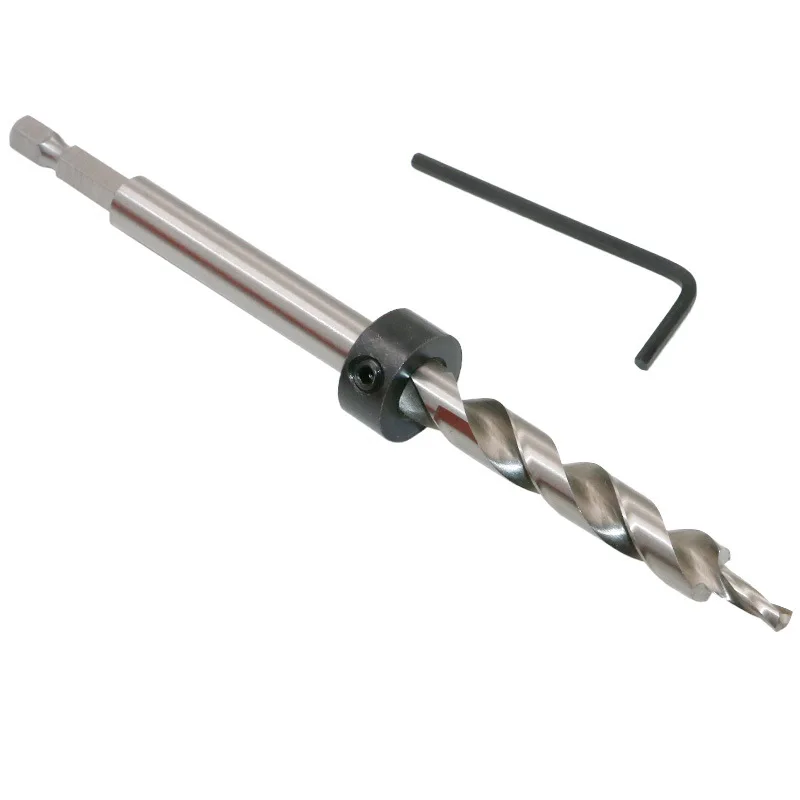 1/4 "Twist Bits เฉียงด้วย Collar และชุดประแจมือสำหรับ Kreg Pocket Hole เจาะ Jig ท่องเที่ยว9มม.9.5มม.อุปกรณ์ทำมือ