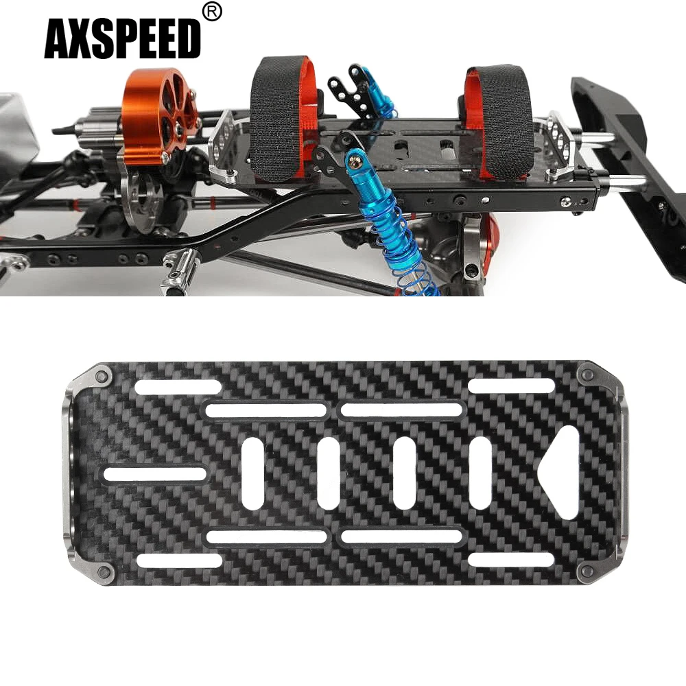 AXSPEED-bandeja de placa de montaje de batería de fibra de carbono con soporte de Metal para Axial SCX10 1/10 RC Crawler Car Truck Model Upgrade Parts