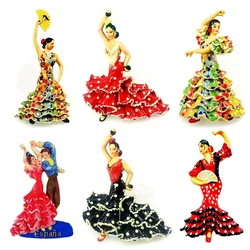 New Hand-painted Spain Famenco Fan Dancer 3D Fridge Magnet Travel Souvenir Refrigerator Magnetic Stickers Gift