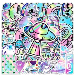 10/30/50pcs Holographique Laser Extraterrestre L'espace Autocollants De Dessin Animé BRICOLAGE Ordinateur Portable Bagages à Roulettes Téléphone Cool Autocollant pour Enfants Jouet