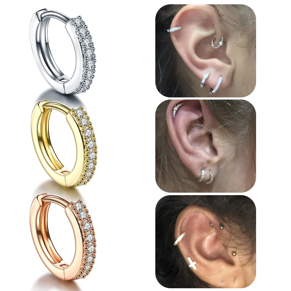 1Pc Copper Septum Clicker Nose Hoop Ring Nose Labret Ear Tragus Cartilage Daith Helix Earring Stud Body Piercing Jewelry