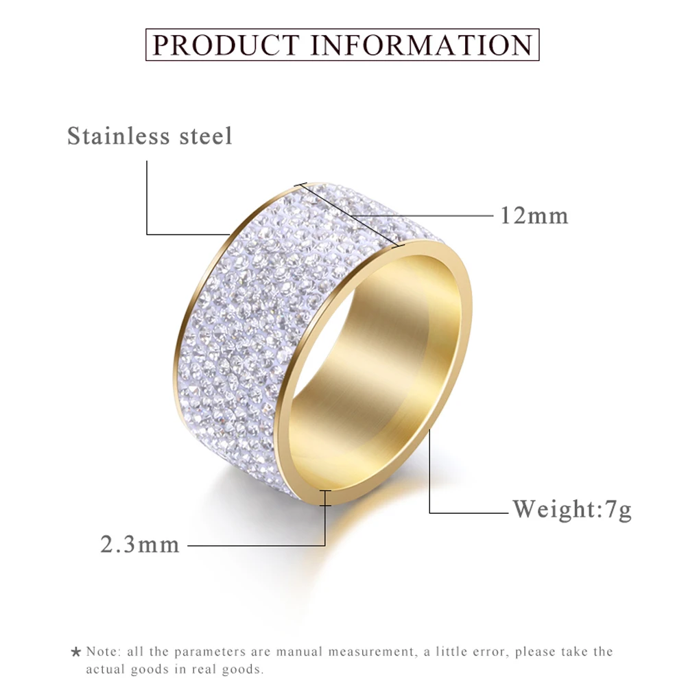 Wholesale 316L Stainless Steel Crystal Pave Rings for birthday gift Fashion Jewelry Women Accessories Ring Drop Shipping