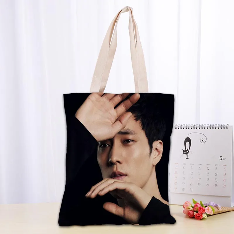 Personalizzato So Ji Sub KPOP Tote Bag Borse shopper a tracolla in tessuto di cotone per le donne Borse per la spesa riutilizzabili pieghevoli