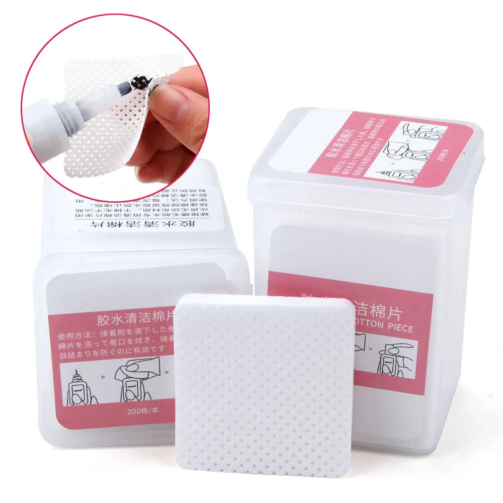 200/400Pcs Eyelash Extension Glue Remover Cleaning Pads Grafting Eyelashes Non-woven Lint-Free Cotton Paper Wipes Makeup Tools