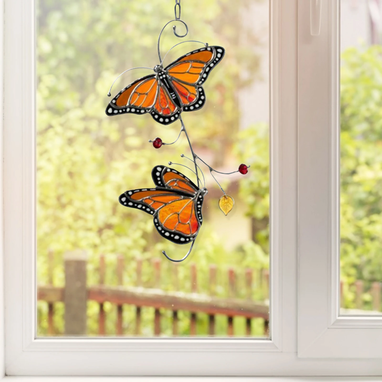 Exquisite Metal Monarch Butterfly Window Pendant Decoration Crafts Butterfly Shape Wind Chimes For Home Living Room Decoration