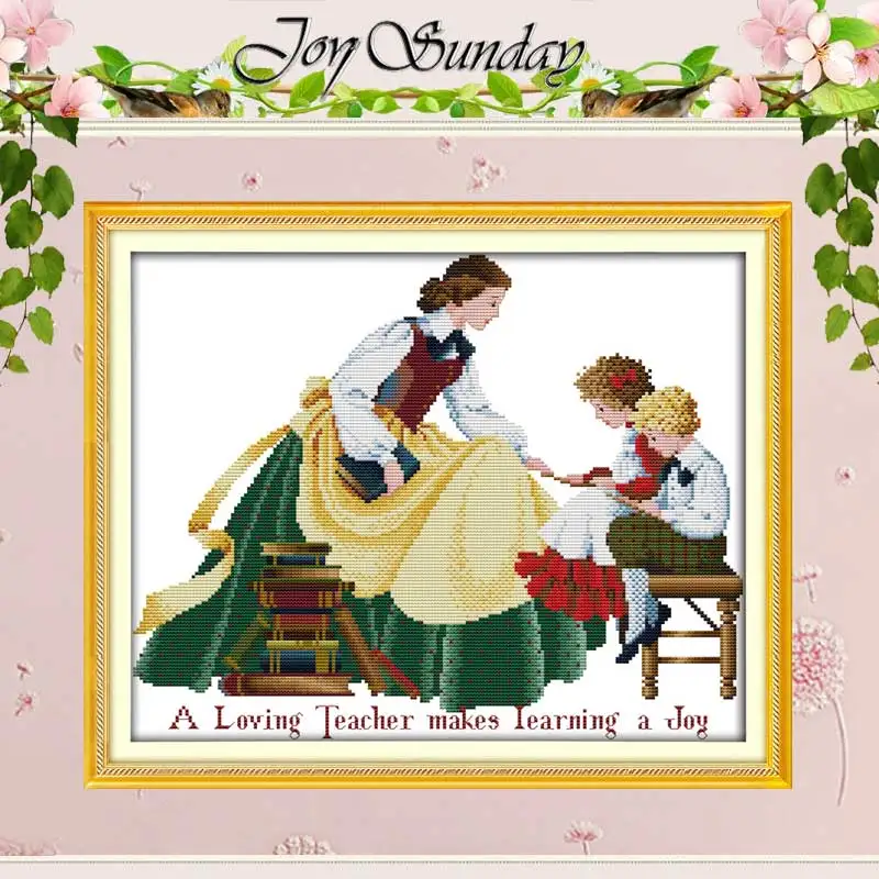 Teacher and Children Patterns Counted Cross Stitch Set DIY 11CT 14CT 16CT Stamped DMC Cross-stitch Kit Embroidery Needlework