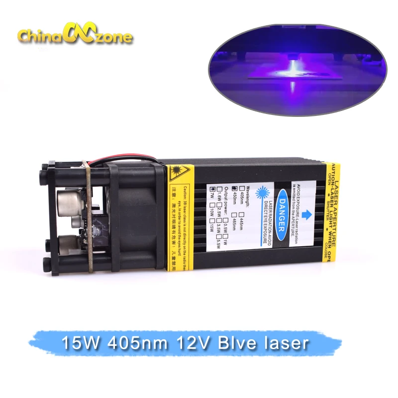 وحدة ليزر زرقاء ، 15 واط ، حفارة ، 450 نانومتر ، 15000 ميجا واط ، مع تعديل PWM ، DIY