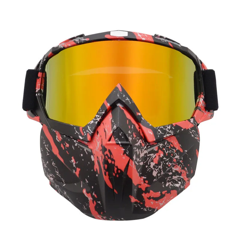 Winter UV400 Windproof Ski Glasses with Detachable Mask Anti-fog Skiing Snowboard Goggles Outdoor Snowmobile Motorcycle Eyewear