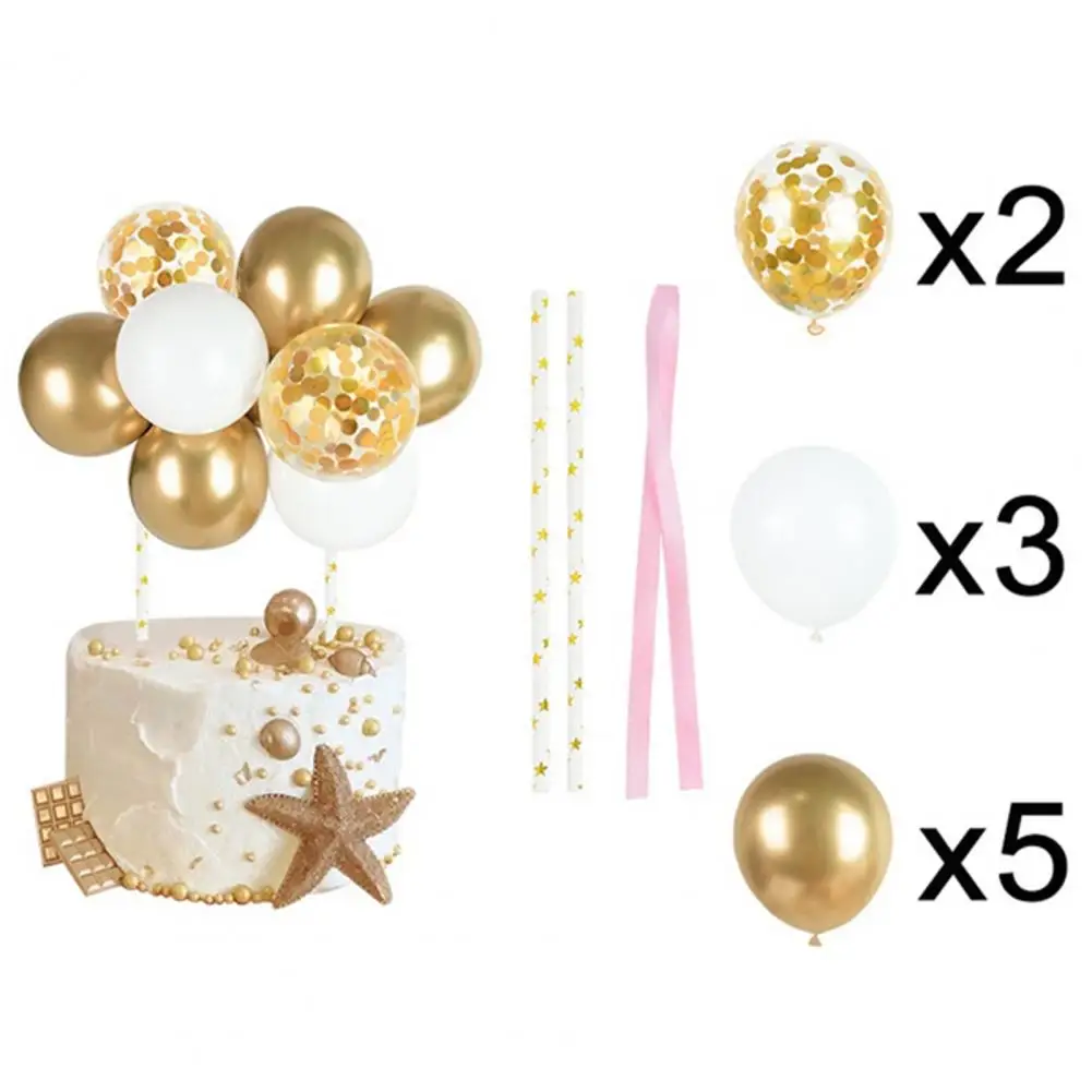 10Pcs 5Inch Balloons Thick Reusable Emulsion Rose Gold Cake Topper Decoration Balloons for Cakes