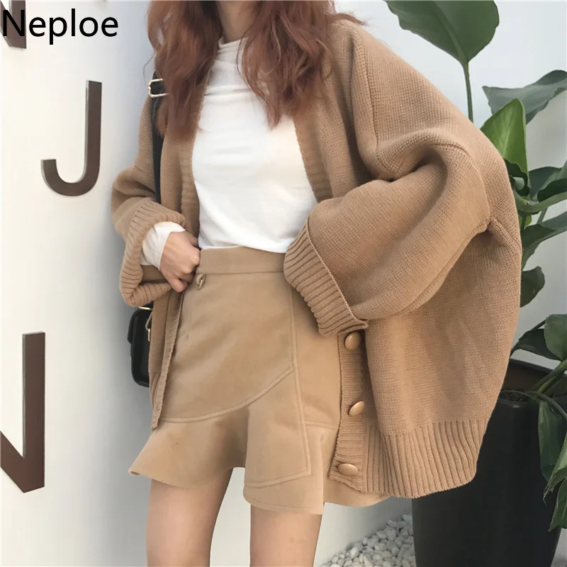 Neploe Oversized Cardigan Women Thick Coat 2023 Autumn Winter Sweaters Tops Korean Retro Pull Femme Jacket Knit Black Cardigans