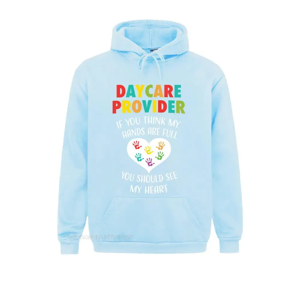 Daycare Provider Childcare Heart Appreciation Hoodie Prevalent Men Sweatshirts Moto Biker Hoodies Vintage Sportswears Autumn