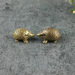 A Couple of Solid Pure Copper Hedgehog Figurines Miniatures Garden Small Ornaments Retro Brass Animal Tea Pet Decoration Gift