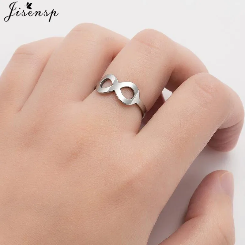 Romantic Eternity Infinity Couple Ring Stainless Steel Endless Love Symbol Engagement Rings for Women Jewelry Valentine\'s Day