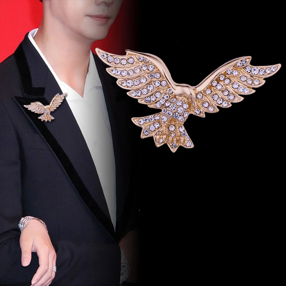 ASLSAW 1pc Classic Men's Brooch General Eagle Suit Suit Coat Men's Brooch Vintage Lapel Pin Women Rhinestone Corsage Accessories