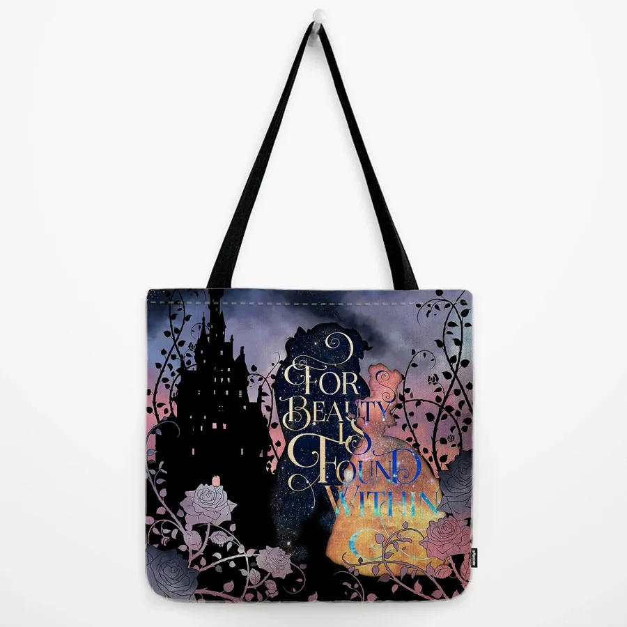 Famous Novel Classic Quotes Letters Print Cartoon Fairy Art Decorative Carrying Bag Grocery Shopping Cushion Cover