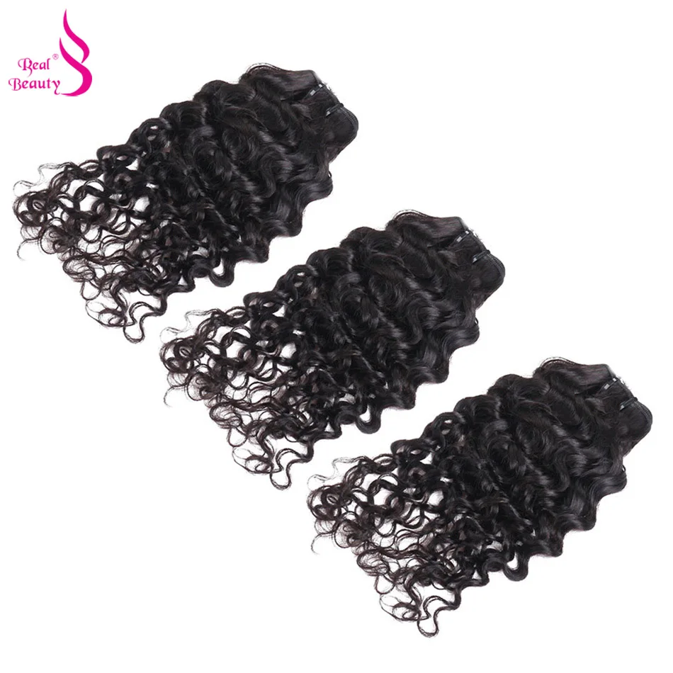 Echte Schoonheid 50G Water Wave 3 /4 Bundels Met Sluiting Maleisische Remy Human Hair Bundels Deals Oceaan Weave human Hair Extensions