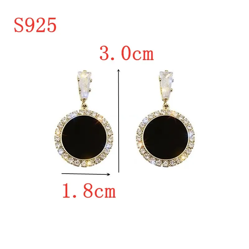 New Drip Round Zircon Earrings for Women Girl Black Geometric Irregular Earings Sweet Wedding Jewelry Brincos Gift