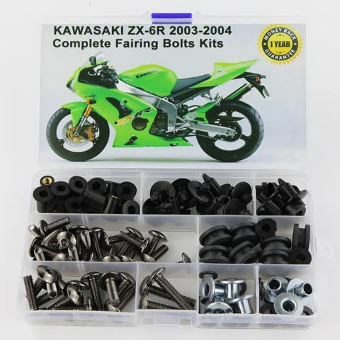 Комплект болтов, клипс и быстросъемных гаек для полного обвеса мотоцикла Kawasaki ZX6R ZX-6R ZX-6RR ZX 6RR 2003-2004 годов выпуска