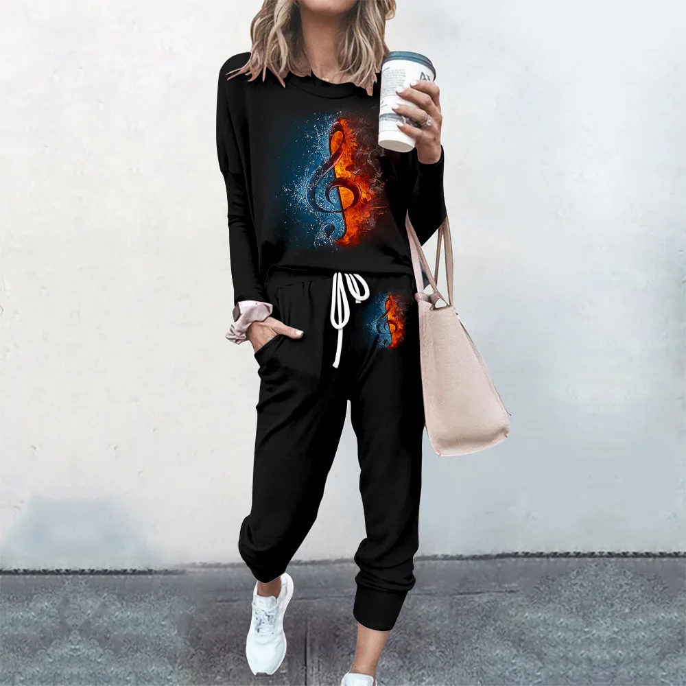 

Streetwear 2021 Autumn 2 Piece Set Women Outfits Matching Sets 3D Print Tops Pants Women Sweatsuit Ladies Tracksuit Female