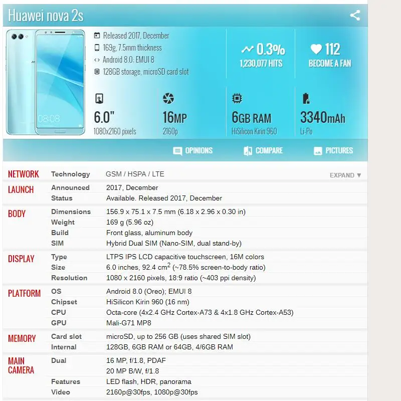 LCD Screen for Huawei Nova 2S LCD Display Touch Screen Digitizer for Nova 2S LCD Assembly With Frame Fringerprint Test Working