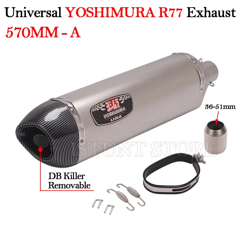 470MM 570MM Universal Motorcycle YOSHIMURA R77 Exhaust Pipe Modified DB Killer Muffler For Honda PCX 125 150 C650GT TMX530 CB500