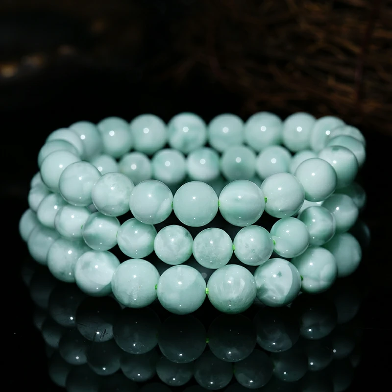 Natural Green Larimar Round Beads Bracelet Water Pattern Gemstone 7mm 8mm 9mm 10mm Larimar Women Men AAAAAA