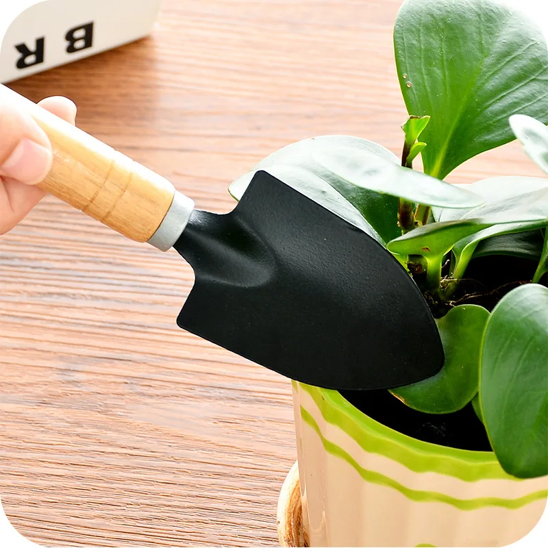 3pcs/set Mini Shovel Rake Set Wooden Handle Metal Head Shovel for Flowers Potted Plants Portable Garden Tool Seed Disseminators