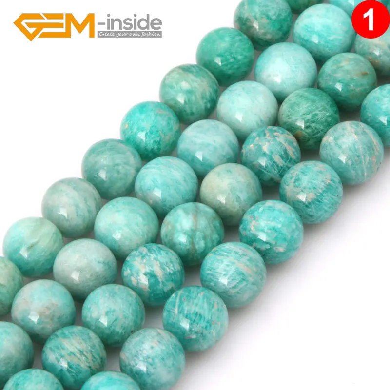 Natural Green Russian Amazonite Round Shape Loose Beads For Jewelry Making DIY New Gift Strand 15 Inches Whloesale