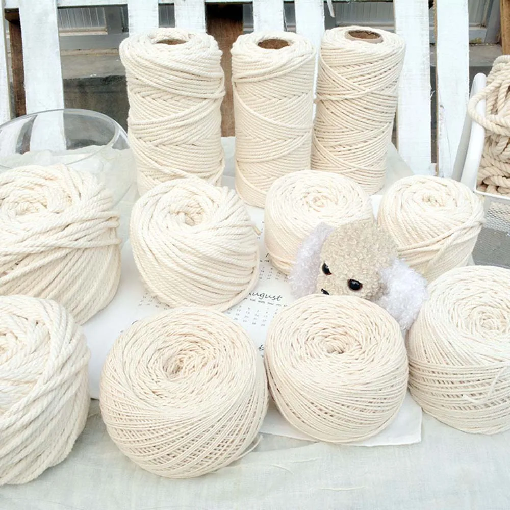 Makramee-Schnur, 1/2/3/4/5/6/8/10/12 mm, natürliche Baumwollschnur, gedrehte Makramee-Seilschnur, DIY-Handwerk, Stricken, Herstellung von Pflanzenaufhängern