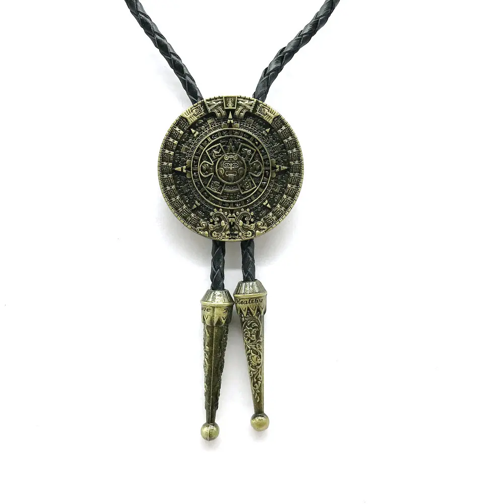 Sun position  bolo tie for man cowboy western cowgirl lather rope zinc alloy necktie