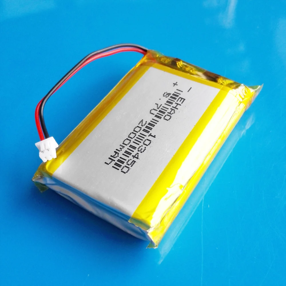 Akumulator Lipo 3,7 V 2000 mAh 103450   Wtyczka JST 1,25 mm 2pin do rękawic grzewczych Kamera GPS Navigator MP5 Zestaw słuchawkowy Bluetooth