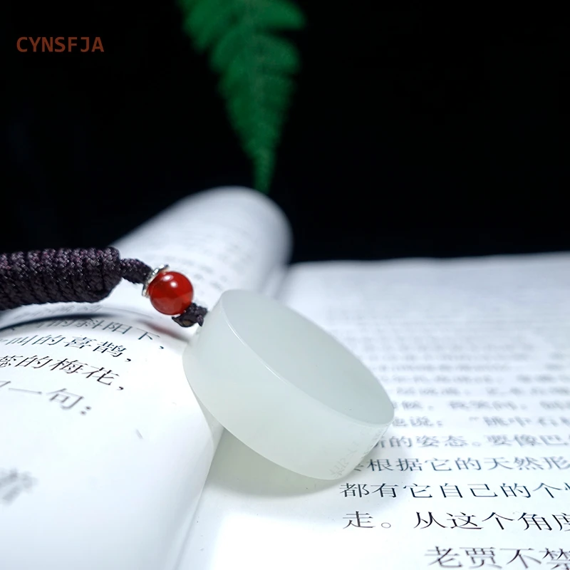 

CYNSFJA New Real Rare Certified Natural Hetian Mutton-fat Nephrite Unisex Lucky Amulets Peace Buckle Jade Pendant Blessing Gifts