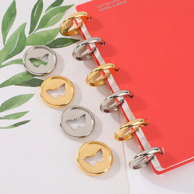 

28MM 24Pcs Butterfly Mushroom Hole Binding Buckle Planner Discs Notebook Binder 360 Degree Foldable Binder Disc Office Supplies