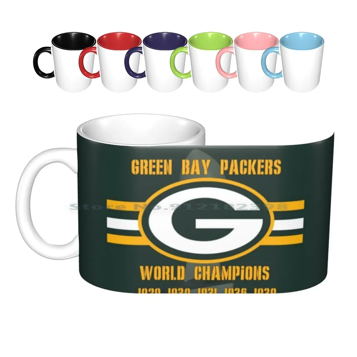 Green Bay Titles Ceramic Mugs Coffee Cups Milk Tea Mug Green Bay Trophy Lombardi Titles Titeltown Creative Trending Vintage