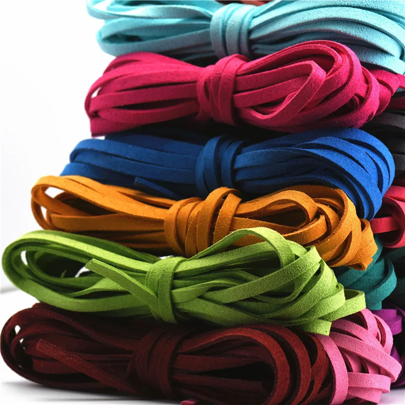 5mm 5m/roll Multi-Color Flat Faux Suede Cord Korean Velvet Leathe Rope for DIY Handmade Jewelry Making Finding Accessories HK040