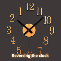 MEMEON Back in time work anti clockwise 3D stereo DIY wall clock creativity Reversal clock Living room bedroom decoration