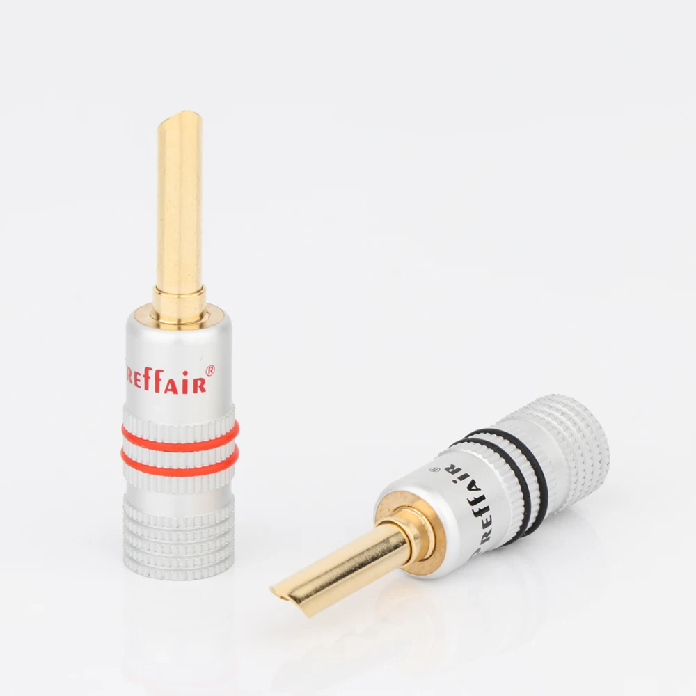 Preffair 8 Stück vergoldete Bananen-Lautsprecher-Stecker mit Schraube für Lautsprecherkabel, Wandplatte, Heimkino, Audio