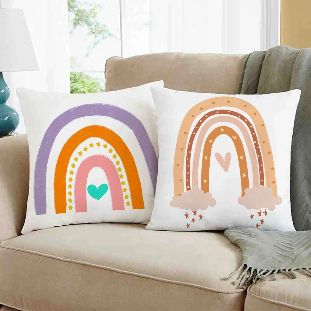 

Rainbow Print Polyester Pillowcase Sofa Cushion Cover Home Decor Living Room Office Simple Pillow Cover Bedroom Decoration Gifts