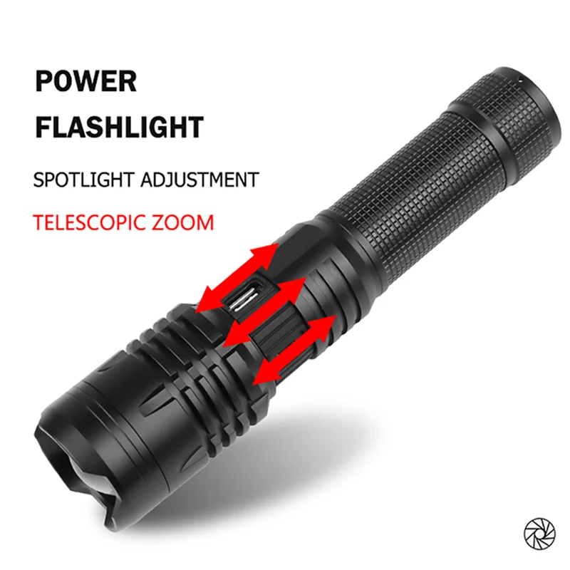 2020 new Xhp70.2 Led Flashlight 26650 Torch Light Ultra Bright Lantern Camping Rechargeable Portable Zoom Torch Power Bank