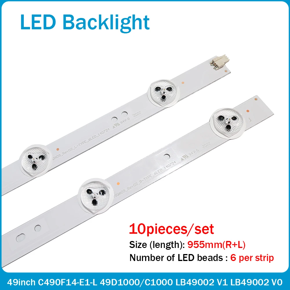 LED Backlight Strip 12 Lamp For LED49C1000n 49D1000/C1000 LB-C490F13-E2-L-G1-LD1 LD2 SE1 SE2 RF-AC490E30-0601R-01 0601L