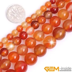 Natural Stone Red Carnelian Agates Round 2mm Big Hole Bead For Jewelry Making Strand 15 inch DIY Bracelet Necklace Bead 6mm 8mm