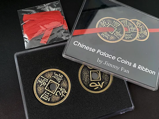 

Chinese Palace Coins and Ribbon by Jimmy Fan Close up Magic Tricks Coin Magic Prop Magia Magie Magicians Gimmick Tutorial